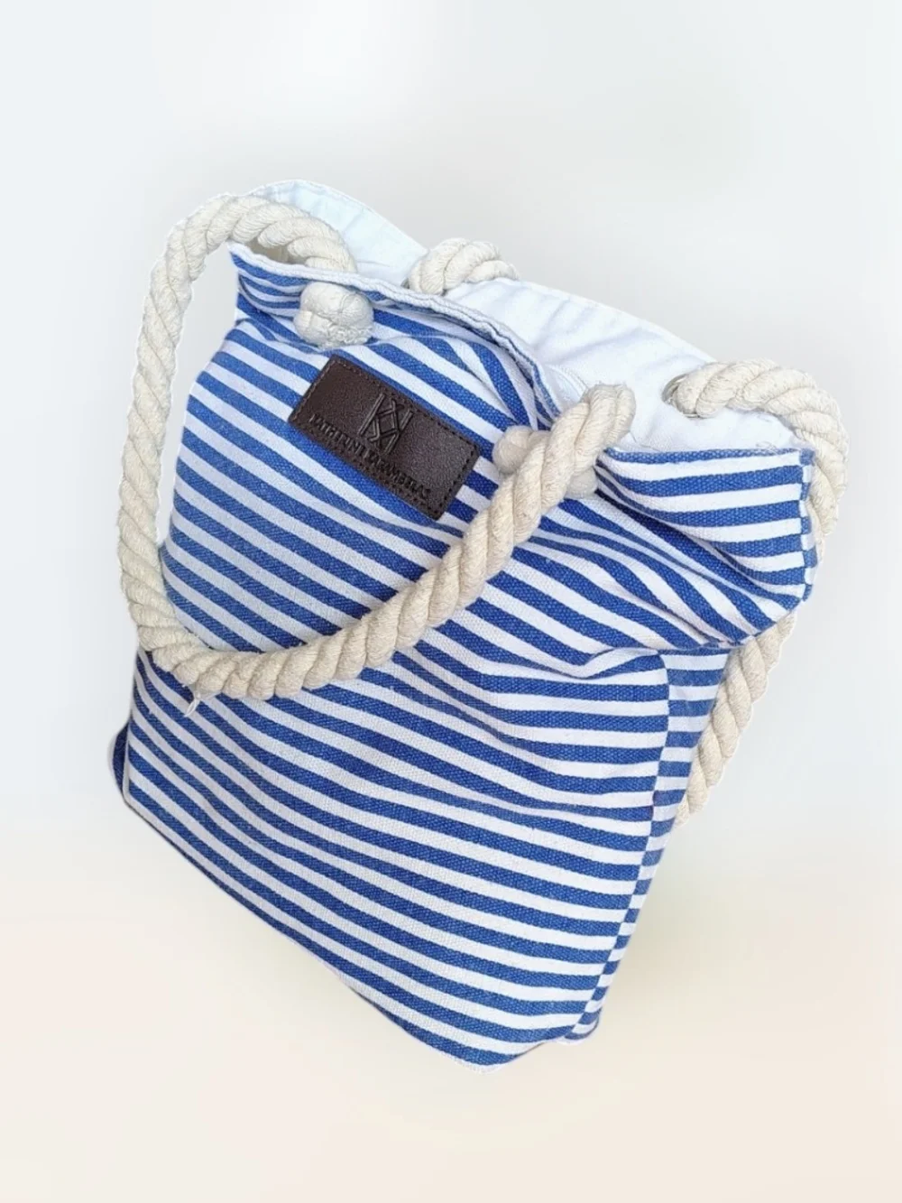 Katherine Karambelas Blue & White Striped Canvas Tote - Picture 6 of 13